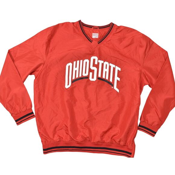 Ohio State Varsity Men 2XL Red Polyester Pullover Sweatshirt V Neck Windbreaker - Picture 1 of 8